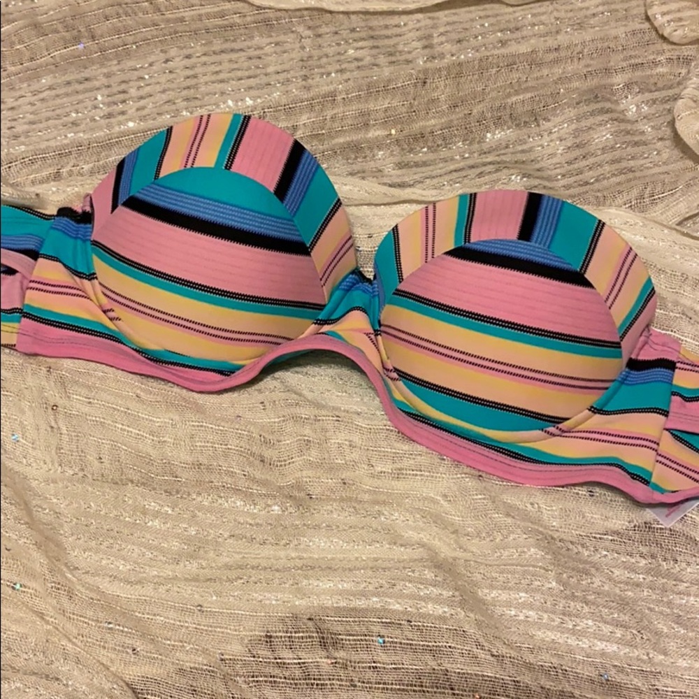 Multi-Colored Strapless Bikini Top